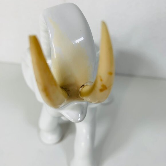 ArtMark White Elephant Figurine VTG Ceramic Upturned Trunk MCM Boho Animal Decor - Picture 15 of 15